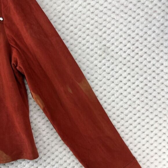 Double D Ranch Suede Western Shirt Rhinestone Embellished Rust Size M‎ - Picture 5 of 12